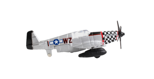 North American P-51 Mustang Fighter Aircraft Silver Metallic "United States Army Air Force" with Runway Section Diecast Model Airplane by Runway24