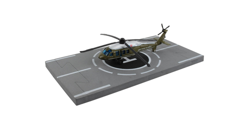 Sikorsky VH-60 White Hawk Helicopter Olive Drab with White Top "United States Presidential Helicopter - Marine One" with Runway Section Diecast Model by Runway24