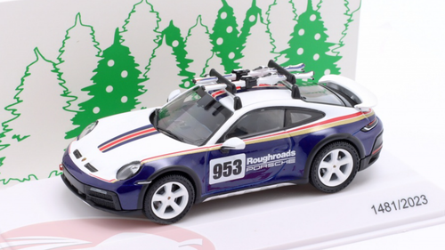 1/43 Dealer Edition Porsche 911 (992) Dakar #953 Roughroads with Ski Car Model