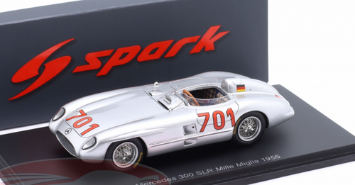 1/43 Spark 1955 Mercedes-Benz 300 SLR #701 Mille Miglia Daimler Benz AG Karl Kling Car Model