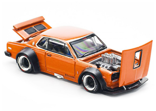 Nissan Skyline GT-R V8 Drift "Hakosuka" RHD (Right Hand Drive) Orange 1/64 Diecast Model Car by Pop Race