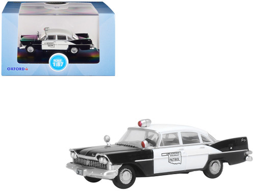 1959 Plymouth Savoy Black and White "Oklahoma Highway Patrol" 1/87 (HO) Scale Diecast Model Car by Oxford Diecast