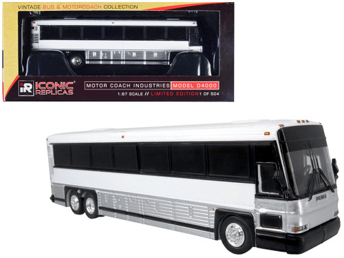 2001 MCI D4000 Coach Bus Plain White "Vintage Bus & Motorcoach Collection" Limited Edition to 504 pieces Worldwide 1/87 (HO) Diecast Model by Iconic Replicas