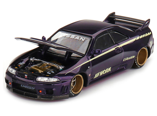 Nissan Skyline GT-R (R33) RHD (Right Hand Drive) Purple Metallic with Yellow Stripes (Designed by Jun Imai) "Kaido House" Special 1/64 Diecast Model Car by True Scale Miniatures