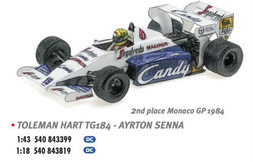 1/18 MINICHAMPS TOLEMAN HART TG184 - AYRTON SENNA - 2ND PLACE MONACO GP 1984 - DIRTY VERSION Diecast Car Model