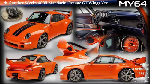1/64 MY Porsche 911 964 Gunther Werks 400R (Mandarin Orange