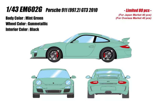 1/43 Makeup 2010 Porsche 911 997.2 GT3 (Mint Green) Car Model