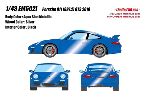 1/43 Makeup 2010 Porsche 911 997.2 GT3 (Aqua Blue Metallic) Car Model