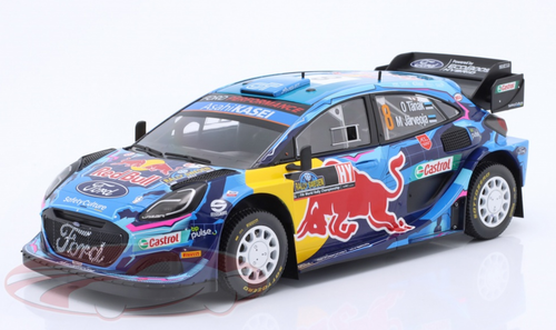 1/18 Ixo 2023 Ford Puma Rally1 #8 Winner Rallye Sweden M-Sport Ford WRT Ott Tänak, Martin Järveoja Car Model