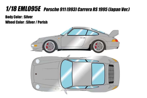 1/18 Makeup 1995 Porsche 911 (993) Carrera RS (Silver) Car Model