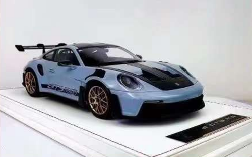 1/18 AI Model Porsche 911 GT3 RS 992 (Glacier Grey) Car Model with Black Base Limited 38 Pieces