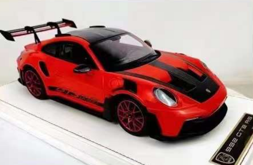 1/18 AI Model Porsche 911 GT3 RS 992 (Track Red) Car Model with White Base Limited 38 Pieces