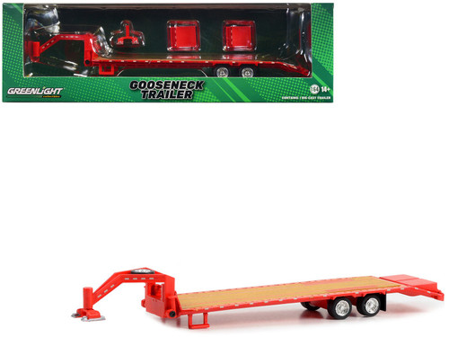 Gooseneck Trailer Red with Red and White Conspicuity Stripes "Hobby Exclusive" Series 1/64 Diecast Model by Greenlight