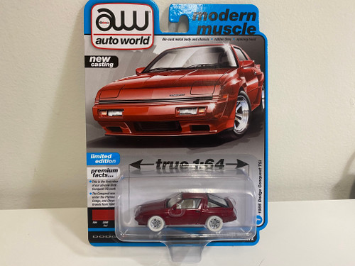 CHASE CAR 1/64 Auto World 1986 Dodge Conquest TSI (Red) Diecast Car Model