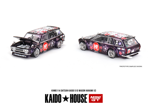 1/64 Kaido House & Mini GT Datsun Kaido 510 Wagon Hanami V3 (Magic Purple) Diecast Car Model