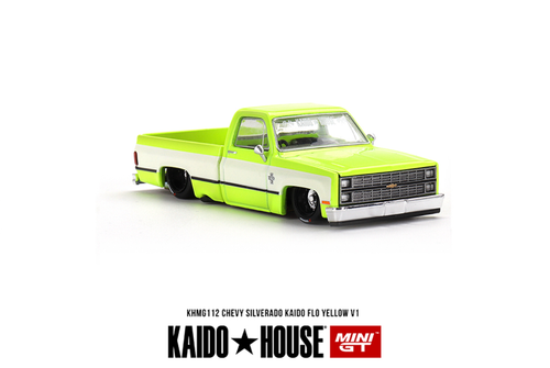 1/64 Kaido House & Mini GT Chevrolet Silverado KAIDO Flo V1 (Yellow Chrome) Diecast Car Model