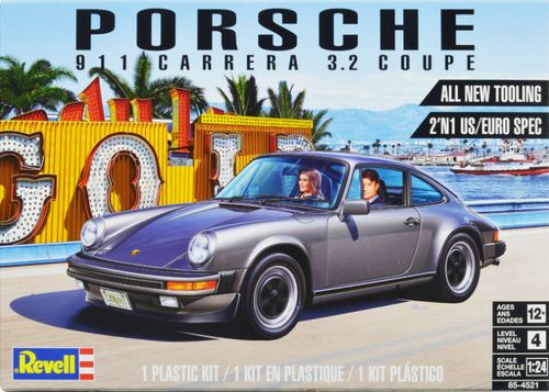 Level 4 Model Kit Porsche 911 Carrera 3.2 Coupe 2-in-1 Kit 1/24 Scale Model by Revell