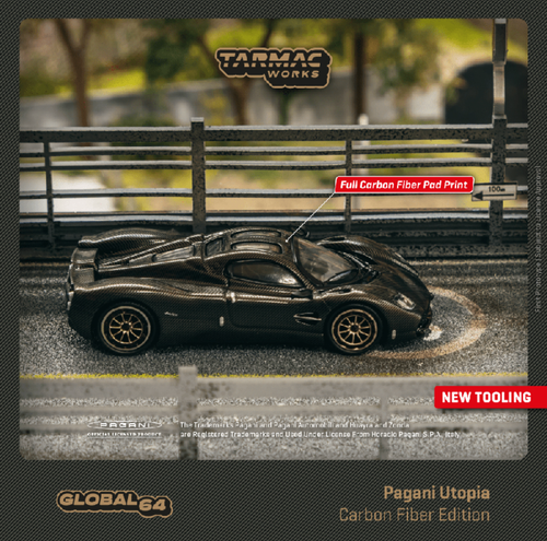 1/64 Tarmac Works Pagani Utopia Carbon Fiber Edition (Black Carbon Fiber) Diecast Car Model