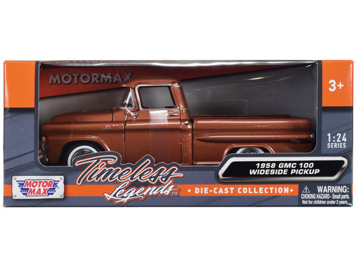 1958 GMC 100 Wideside Pickup Truck Brown Metallic "Timeless Legends" Series 1/24 Diecast Model Car by Motormax