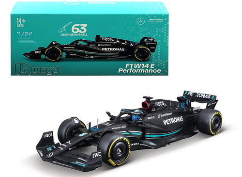 1/24 BBurago 2023 Formula 1 Mercedes-AMG W14 E Performance #63 George Russell Car Model