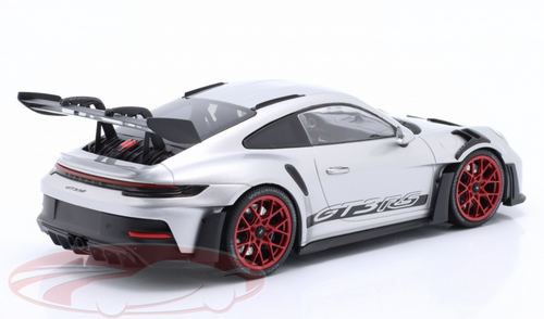 1/18 Minichamps 2023 Porsche 911 (992) GT3 RS (Silver with Red Wheels) Car Model