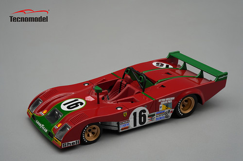 1/43 Tecnomodel Ferrari 312 PB Le Mans 1973 Car #16 Driver Arturo Merzario, Carlos Pace Car Model