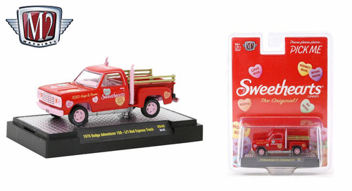 CHASE CAR 1/64 M2 Machines 1978 Dodge Adventure 150 Li’l Red Express Truck Red Sweetheart Diecast Car Models