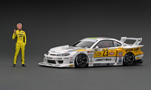 1/18 Ignition Model LB-Super Silhouette S15 SILVIA White/Yellow With Mr. Hibino (Limited 150 Pieces)