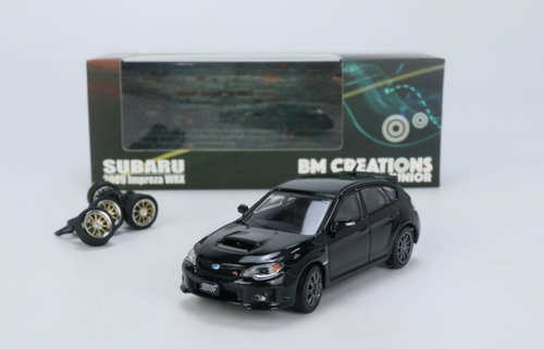 1/64 BM Creations Subaru 2009 Impreza WRX RHD Black Diecast Car Model