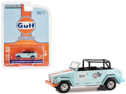 1983 Volkswagen Type 181 (Thing) #271 Light Blue with Orange Stripes "Gulf Oil Special Edition" Series 2 1/64 Diecast Model Car by Greenlight