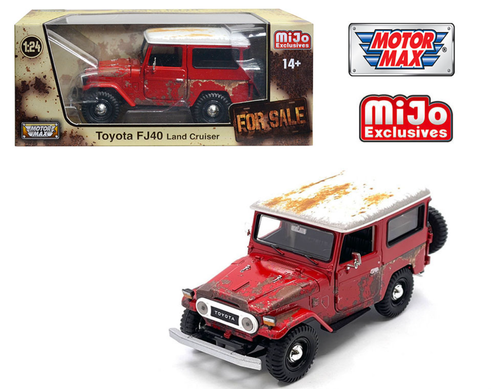 1/24 Motormax Toyota FJ40 (Red with White Top) Rust Edition Diecast Car Model