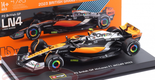 1/43 BBurago 2023 Formula 1 Lando Norris McLaren MCL60 #4 2nd British GP Car Model Elite Edition