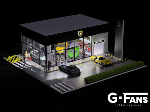 1/64 G-Fans Lamborghini Dealership with Service Center Diorama (car models and figures NOT included)