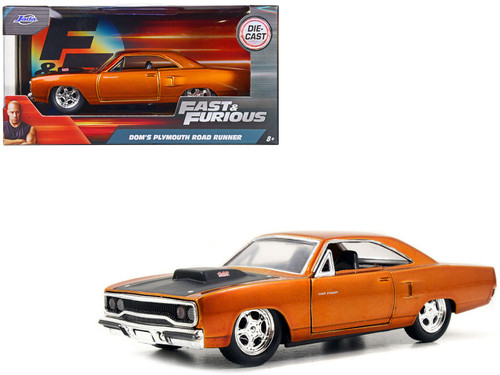 Dom's Plymouth Road Runner Orange Metallic with Matt Black Hood "Fast & Furious" Series 1/32 Diecast Model Car by Jada