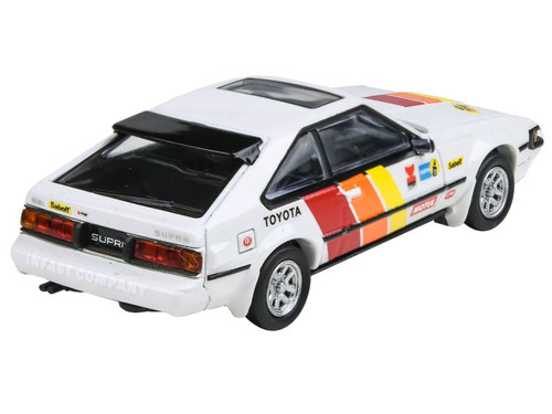 1984 Toyota Celica Supra White with Stripes "Alpine Rallye" 1/64 Diecast Model Car by Paragon Models