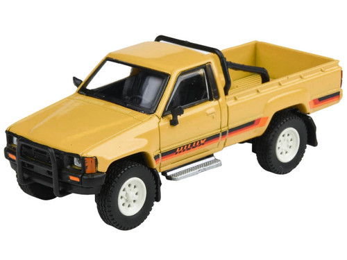 1984 Toyota Hilux Pickup Truck Yellow with Stripes 1/64 Diecast Model Car by Paragon Models