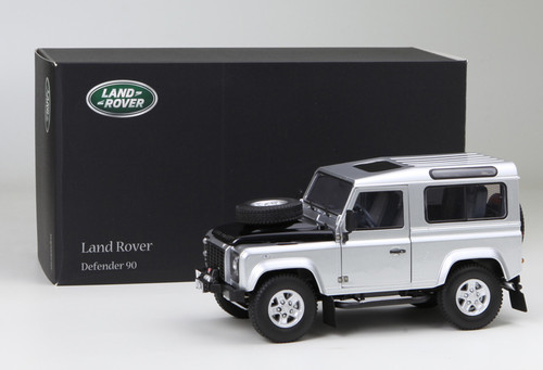 1/18 Kyosho Land Rover Defender 90 SWB (Silver w/ Black Hood) Diecast Car Model