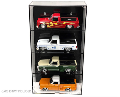 1/24 Wall Mount 4 Cars Display Case with Black Panel