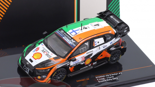 1/43 Ixo 2023 Hyundai i20 N Rally1 #4 3rd Rallye Croatia Hyundai Shell Mobis WRT Esapekka Lappi, Janne Ferm Car Model