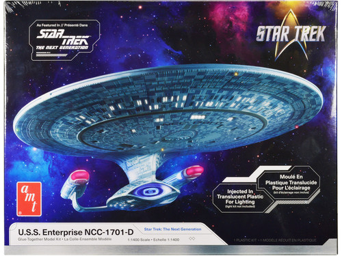 Skill 2 Model Kit U.S.S. Enterprise NCC-1701-D Space Ship "Star Trek: The Next Generation" (1987-1994) TV Series 1/1400 Scale Model by AMT