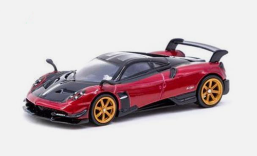 CHASE CAR 1/64 Tarmac Works Pagani Huayra BC Rosso Dubai (Red Metallic and Black with Silver Stripes & Gold Wheels) Diecast Car Model