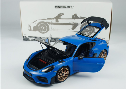 1/18 Minichamps 2024 Porsche Cayman GT4 RS Weissach Package (Blue) Diecast Car Model