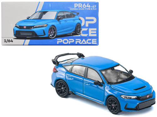 Honda Civic Type-R (FL5) Boost Blue Pearl 1/64 Diecast Model Car by Pop Race