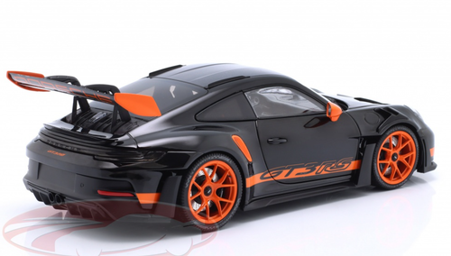 1/18 Minichamps 2022 Porsche 911 (992) GT3 RS (Black with Orange Wheels) Diecast Car Model