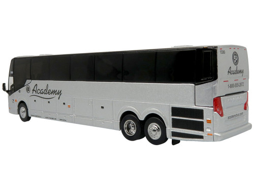 Prevost H3-45 Coach Bus "Academy Bus Lines" Silver Metallic Limited Edition 1/87 (HO) Diecast Model by Iconic Replicas