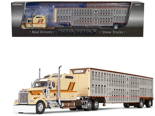 Kenworth W900L with 86" Studio Sleeper and Wilson Silverstar Livestock Trailer Beige "Paradise Trucking" "Big Rigs" Series 1/64 Diecast Model by DCP/First Gear