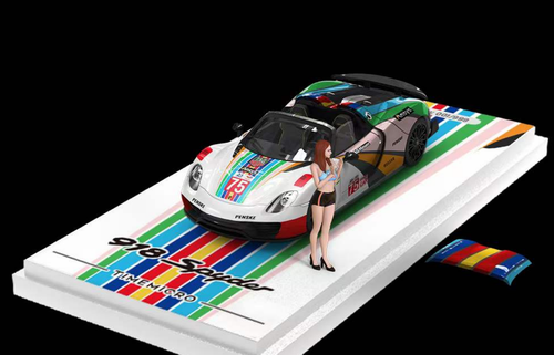 1/64 TimeMicro Porsche 918 Spyder LeMans (Rainbow) Diecast Car Model with Figure