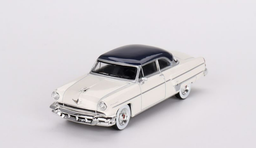 1/64 MINI GT Lincoln Capri 1954 Arctic White / Atlantic Blue