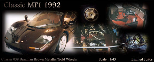 1/43 SCM Classic 1992 McLaren F1 (Brazilian Brown Metallic) Car