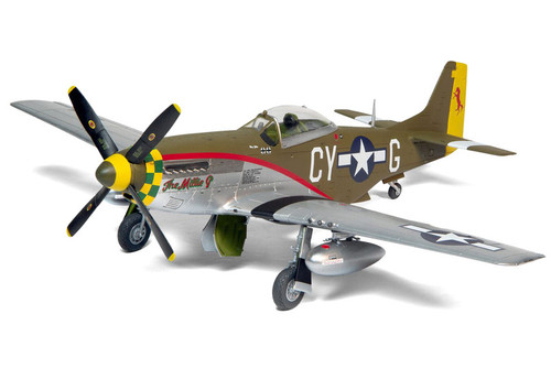 Skill 2 Model Kit North American P-51D Mustang Fighter Aircraft with 2 Scheme Options 1/48 Plastic Model Kit by Airfix